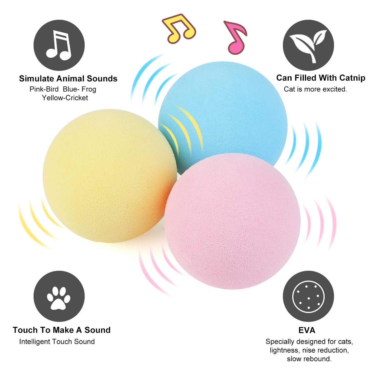 Smart Cat Toys Interactive Ball Catnip Cat Training Toy Pet Playing Ball Pet Squeaky Supplies Products Toy for Cats Kitten Kitty