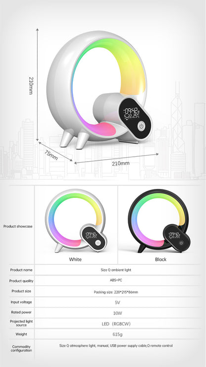 Creative Q Light Analog Sunrise Digital Display Alarm Clock Bluetooth Audio Intelligent Wake-up Q Colorful Atmosphere Light