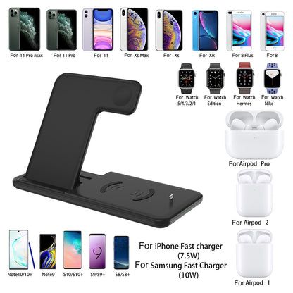 15W Qi Fast Wireless Charger Stand For iPhone 11 XR X 8 Apple Watch 4 in 1