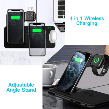 15W Qi Fast Wireless Charger Stand For iPhone 11 XR X 8 Apple Watch 4 in 1